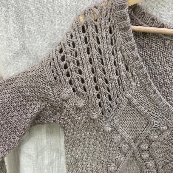 American Eagle Tunic Sweater Size S Bobble Neutral Taupe Beige V Neck - Picture 3 of 10